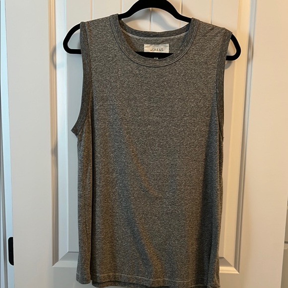 THE GREAT. Gray Sleeveless Muscle Tee Tank Top - Picture 1 of 4